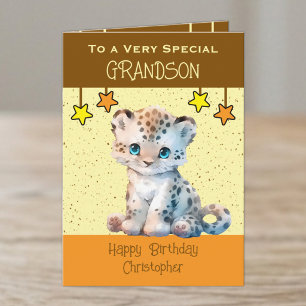 Cartão Neto especial leopardinho marrom aniversário