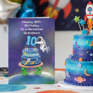 Cartão Neto Feliz Aniversário de 10 anos Astronauta com E