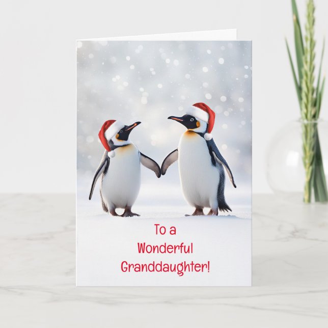 Cartão Netos Férias Felizes Natal Pinguins (Frente)