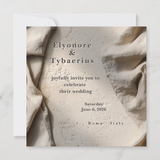 Cartão Neutral Stone Square Wedding Invitation (Frente)