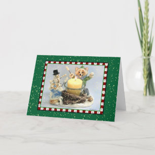 Cartão nevado da fogueira do Corgi