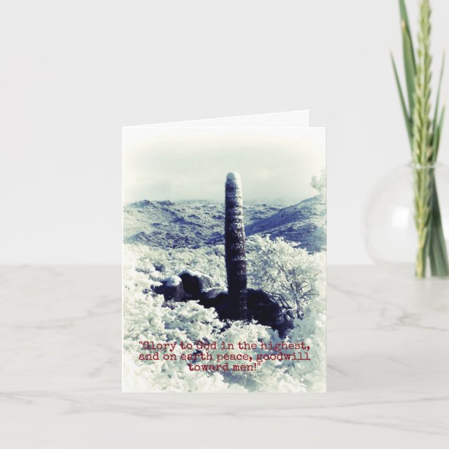 Cartão nevado do cristão do cacto de w do país das (Frente)