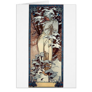 Cartão neve da mulher do poster do nouveau da arte do