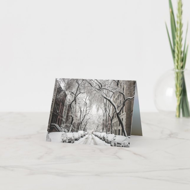 Cartão Neve de Natal Urbano no Brooklyn NY (Frente)