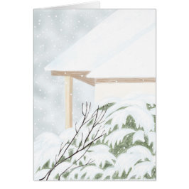 Cartão Neve no zimbro Bush