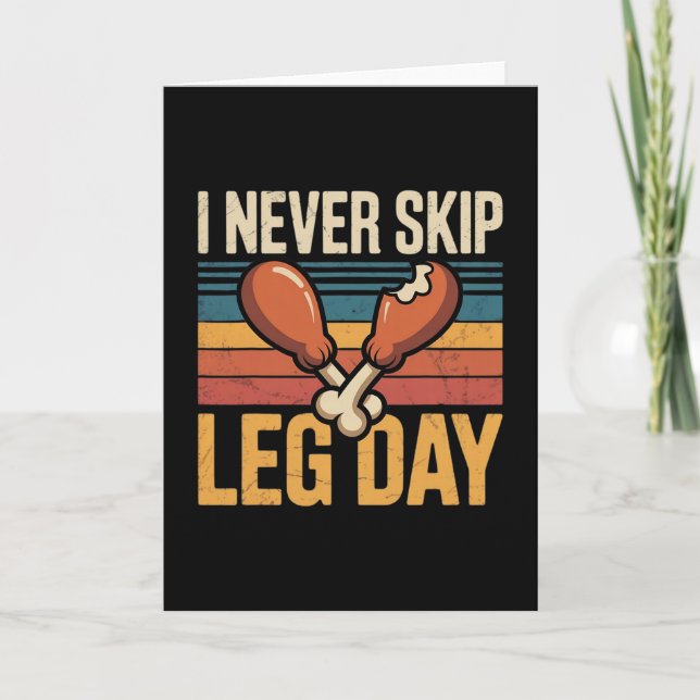 Cartão Never Skip Leg Day Funny Turkey Retro  (Frente)