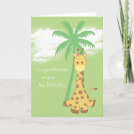 Cartão New baby boy congratulations blue giraffe