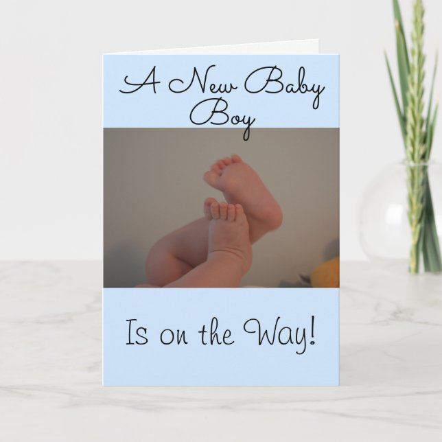 Cartão New Baby Boy no Way Baby Feet PHOTO (Frente)