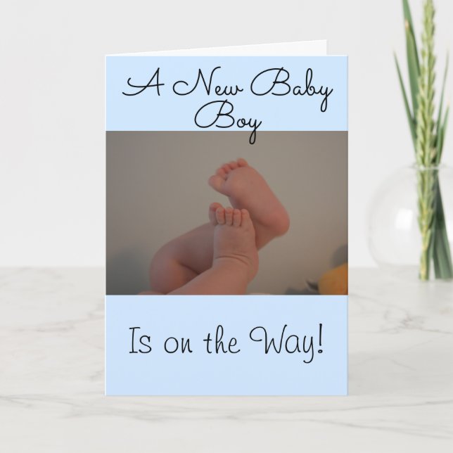Cartão New Baby Boy no Way Baby Feet PHOTO (Frente)