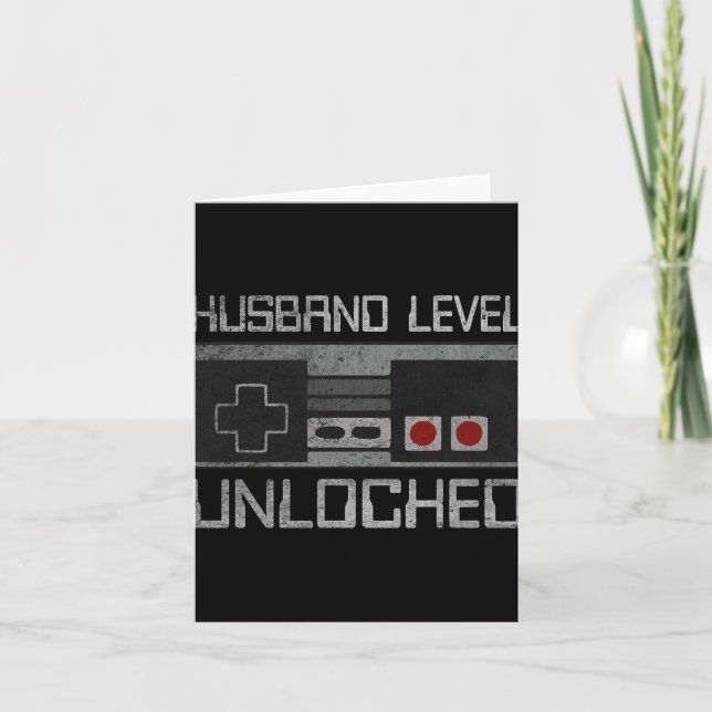 Cartão New Husband Level Unlocked Just Married Gamer Bach (Frente)