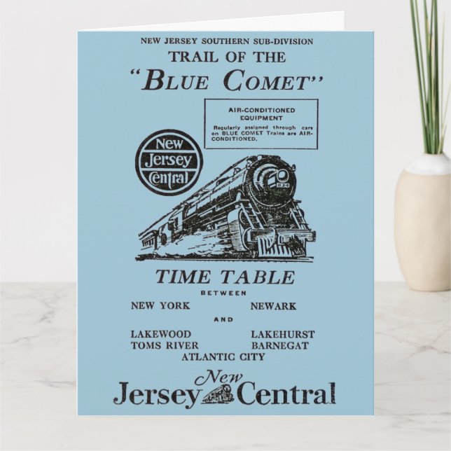 Cartão New Jersey Central Blue Comet Train Greeting Card (Frente)