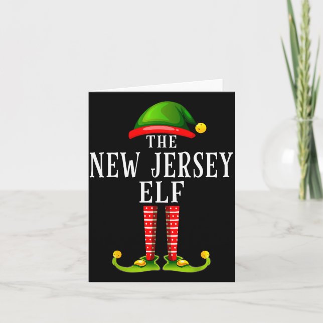 Cartão New Jersey Elf Christmas Matching Family Group Pjs (Frente)