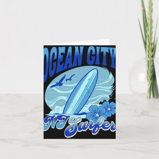 Cartão New Jersey Surfer Ocean City Nj Surfing Beach Sand (Frente)