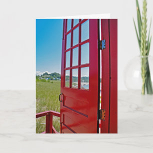 Cartão New Job Congratulations-red open door