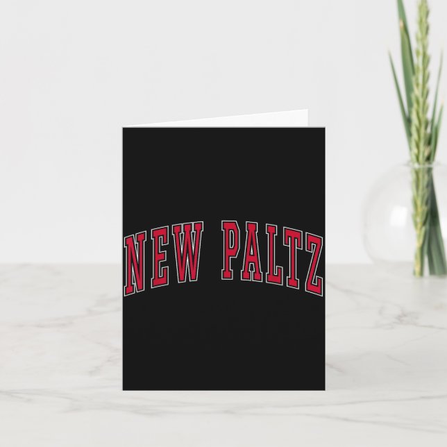 Cartão New Paltz New York Souvenir College Style Red Text (Frente)