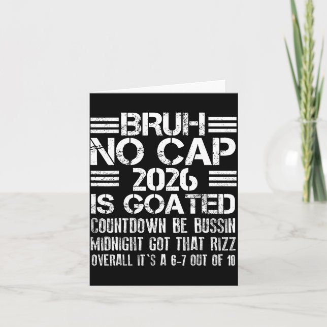 Cartão New Year 2026 Bruh No Cap Countdown Bussin Funny R (Frente)