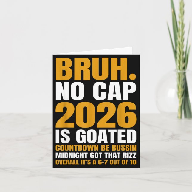 Cartão New Year 2026 Bruh No Cap Countdown Bussin Funny R (Frente)