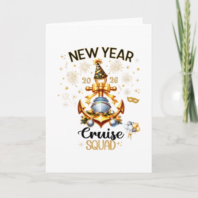 Cartão New Year 2026 Yacht Cruise Ship Nye Party Matching (Frente)