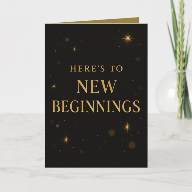 Cartão New Year Reflection Card – Black and Gold Design (Frente)
