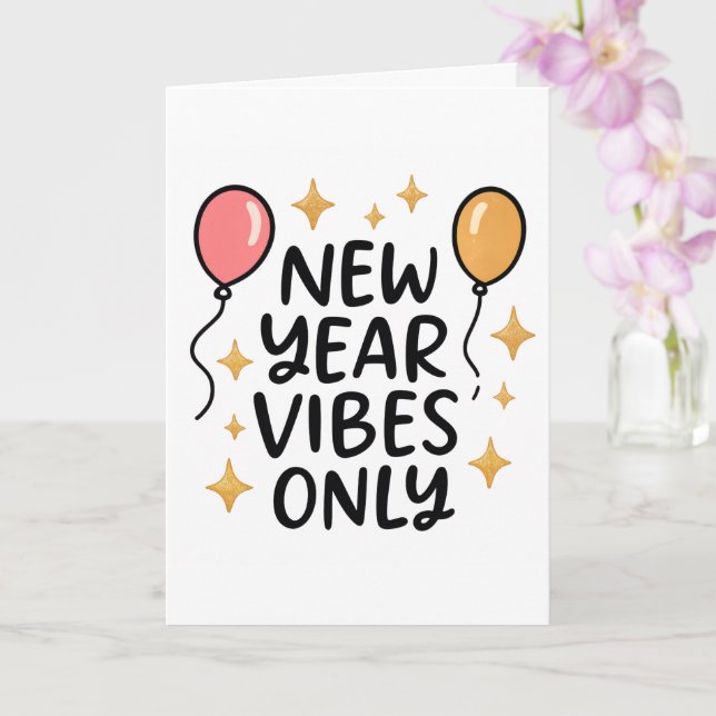 Cartão "New Year Vibes Only" Greeting Card (Orquídea)
