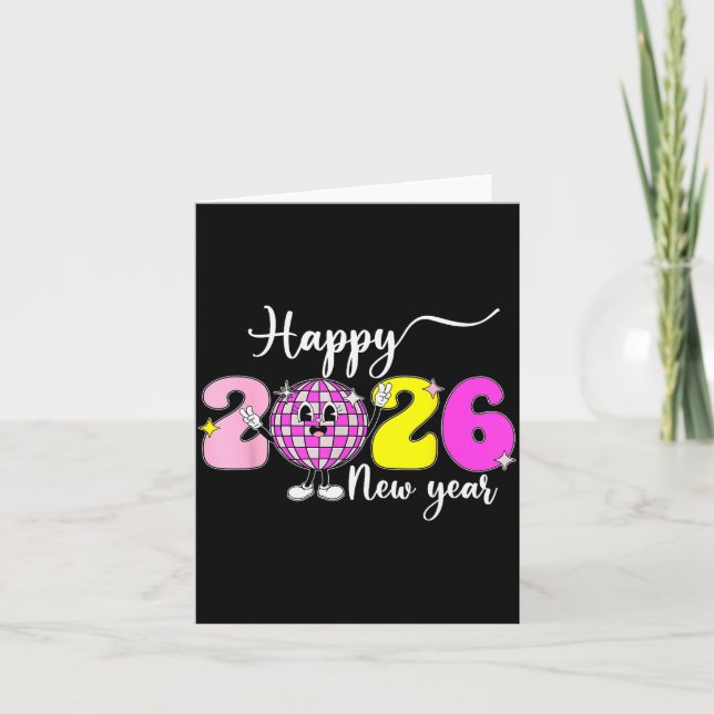 Cartão New Year's Eve Hello 2026 Happy New Year 2026 Disc (Frente)