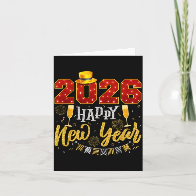 Cartão New Years Eve Party 2026 Fireworks Happy New Year  (Frente)