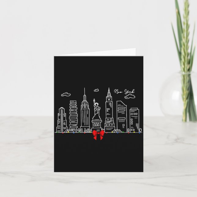 Cartão New York City Skyline Christmas Lights Nyc New Yor (Frente)