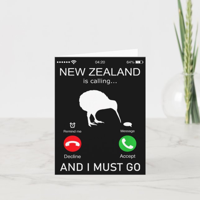Cartão New Zealand Is Calling And I Must Go, Zealand Funn (Frente)
