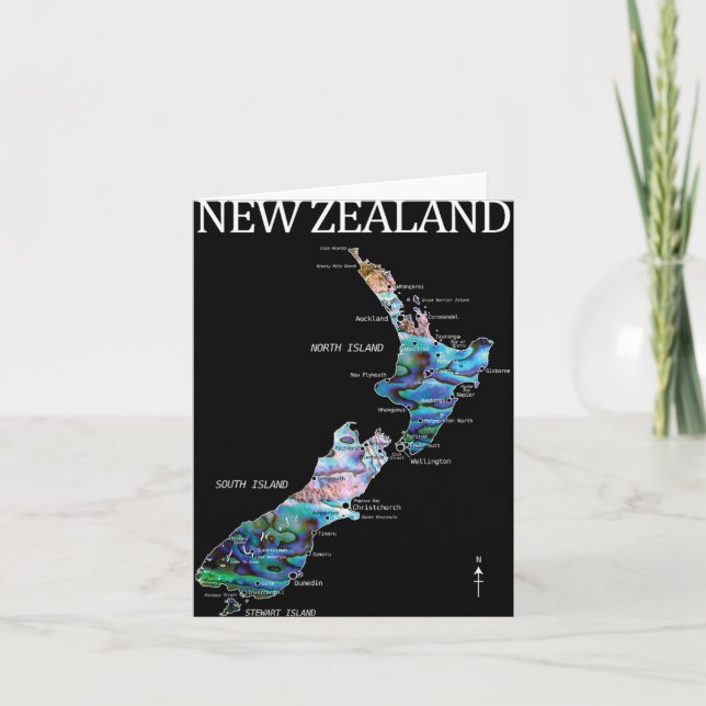 Cartão New Zealand Kiwi Detailed Map  (Frente)