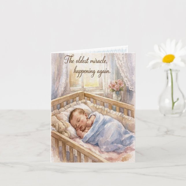 Cartão Newborn Baby Personalized Congratulations Card (Planta pequena)