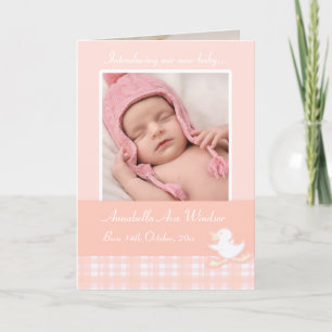 Cartão Newborn photo momento card - peach check