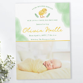 Cartão Newborn Spring Baby Photo Announcement With Chick