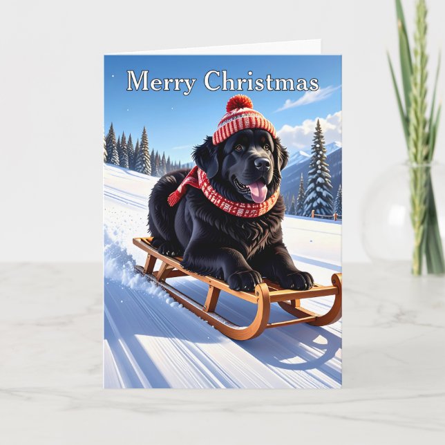 Cartão Newfoundland Dog Christmas (Frente)
