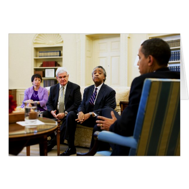 Cartão Newt Gingrich, Barack Obama, Jarrett & Sharpton (Frente Horizontal)