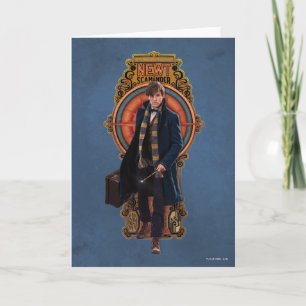 Cartão NEWT SCAMANDER™ Walking Art Nouveau Panel