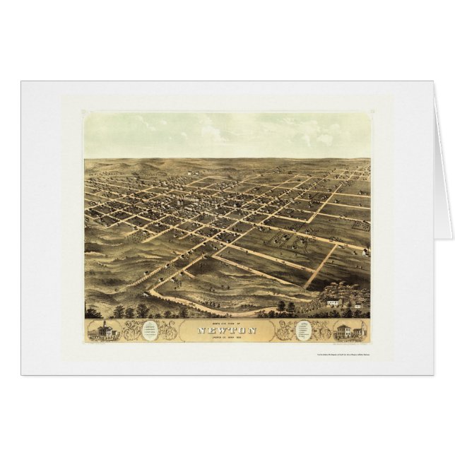 Cartão Newton, mapa panorâmico de IA - 1868 (Frente Horizontal)