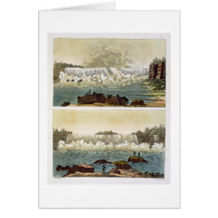 Cartão Niagara Falls, 1818 (gravura da cor)