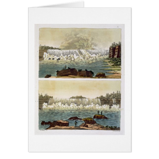 Cartão Niagara Falls, 1818 (gravura da cor) (Frente)