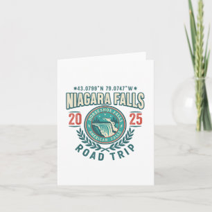 Cartão Niagara Falls 2025 Coordenates Road Trip Souvenir