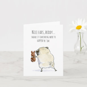 Cartão Nice Ears funny pug Easter card