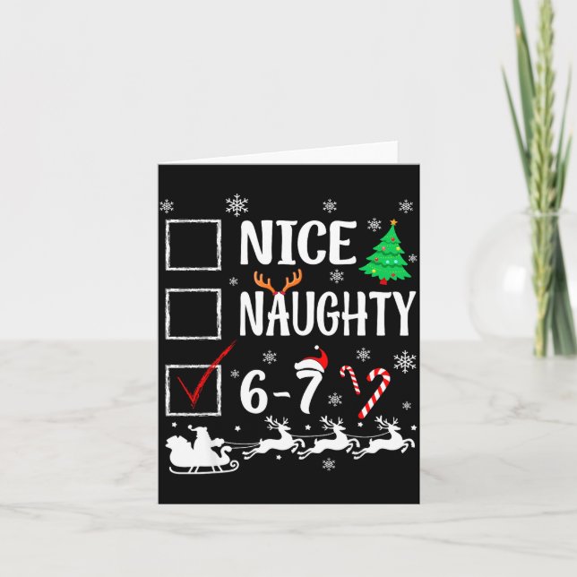 Cartão Nice Naughty 67 Funny Christmas Brainrot Six Seven (Frente)