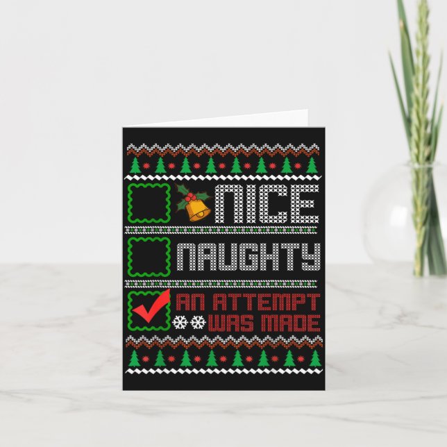 Cartão Nice Naughty An Attempt Was Made Christmas List Sa (Frente)