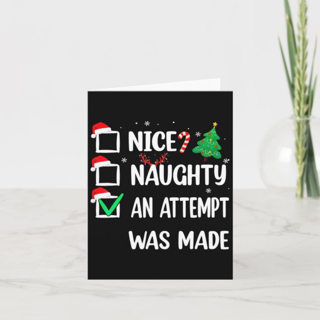 Cartão Nice Naughty An Attempt Was Made Christmas List Te (Frente)