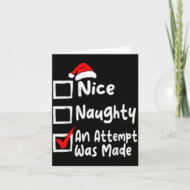 Cartão Nice Naughty An Attempt Was Made Funny Christmas L (Frente)