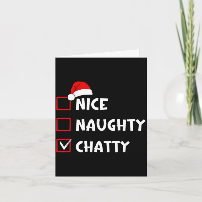 Cartão Nice Naughty Chatty Funny Christmas List  (Frente)