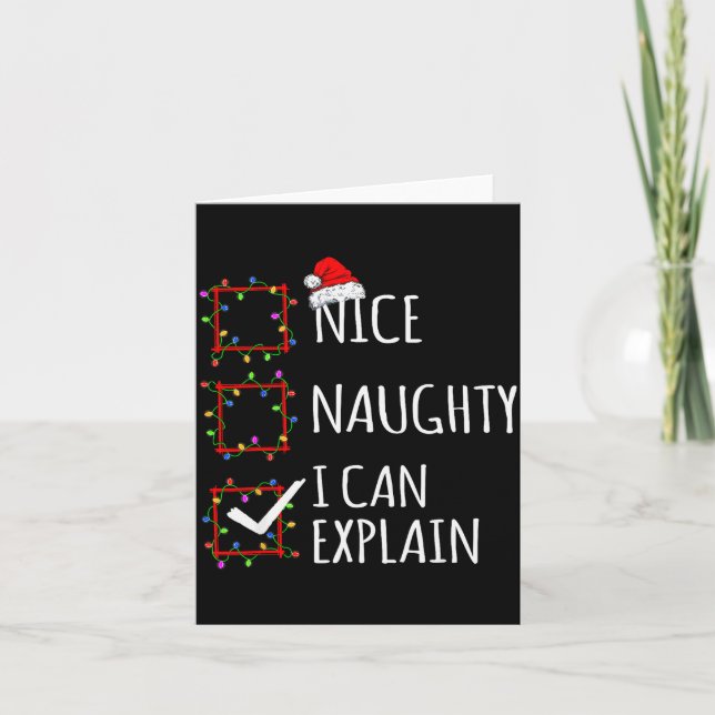 Cartão Nice Naughty I Can Explain Christmas List Santa Cl (Frente)