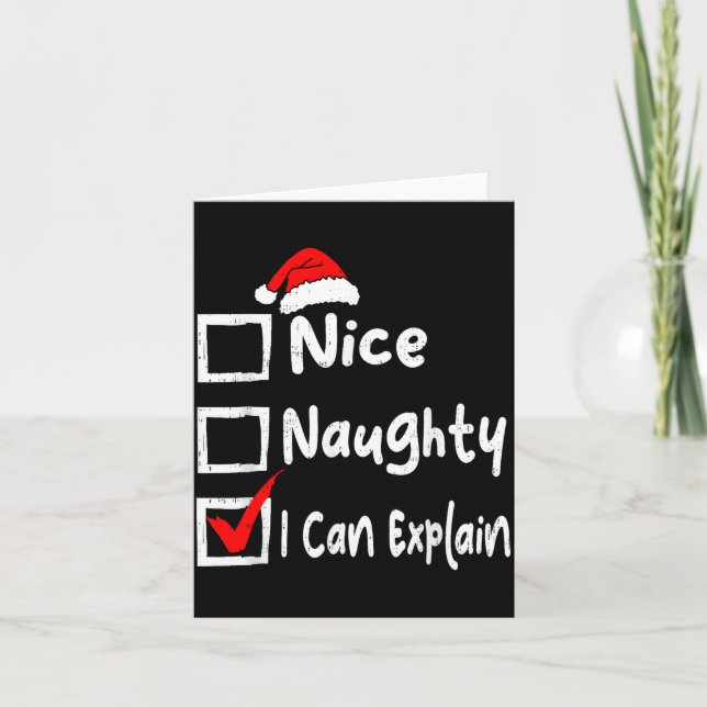 Cartão Nice Naughty I Can Explain Funny Christmas List Fa (Frente)
