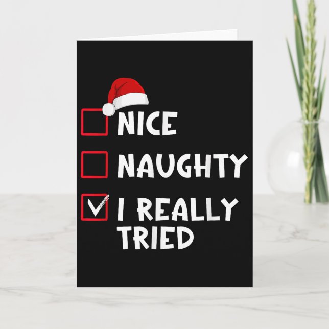Cartão Nice Naughty I Really Tried List Christmas Santa C (Frente)
