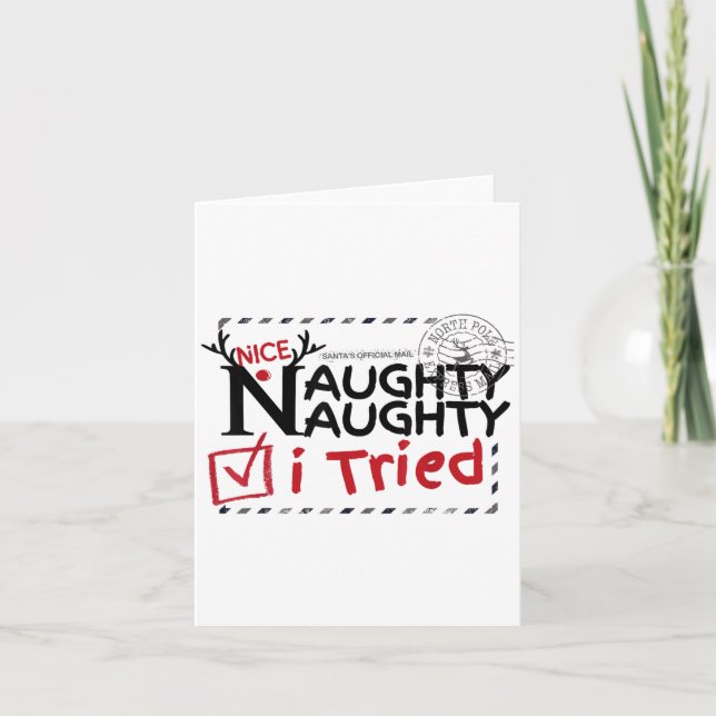Cartão Nice Naughty List I Tried Fun Playful Christmas Pa (Frente)