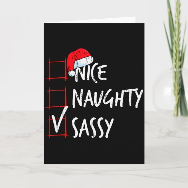 Cartão Nice Naughty Sy Christmas List Santa Costume Xmas  (Frente)